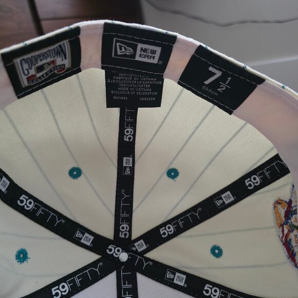 Diamondbacks Lids New Era x MLB Off White Pinstripe Fitted Hat Sz 7.5 - Picture 11 of 11